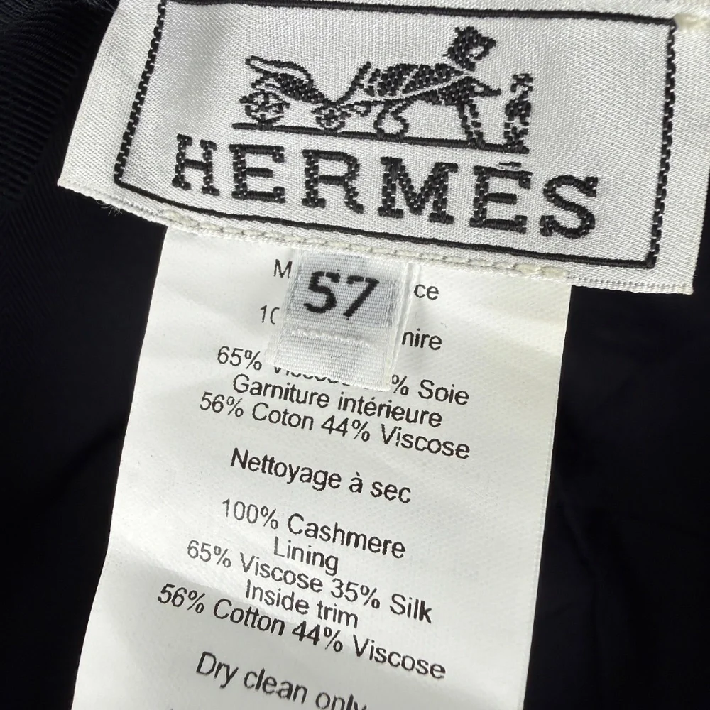 HERMES Serena Lift Beige Cashmere Baseball Cap Hat 57 - Picture 10 of 10